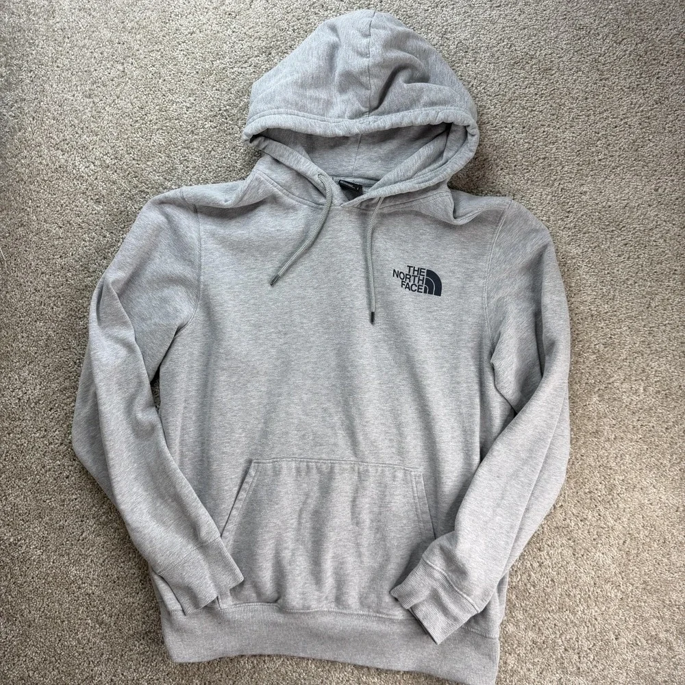 The North Face Hoodie Mens Large Gray Fleece Pullover Logo Graphic Sweatshirt